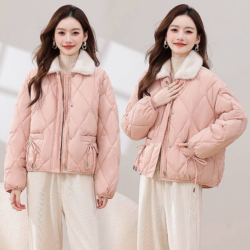 Women's Patchwork Fur Lapel Coat Contrast Color
