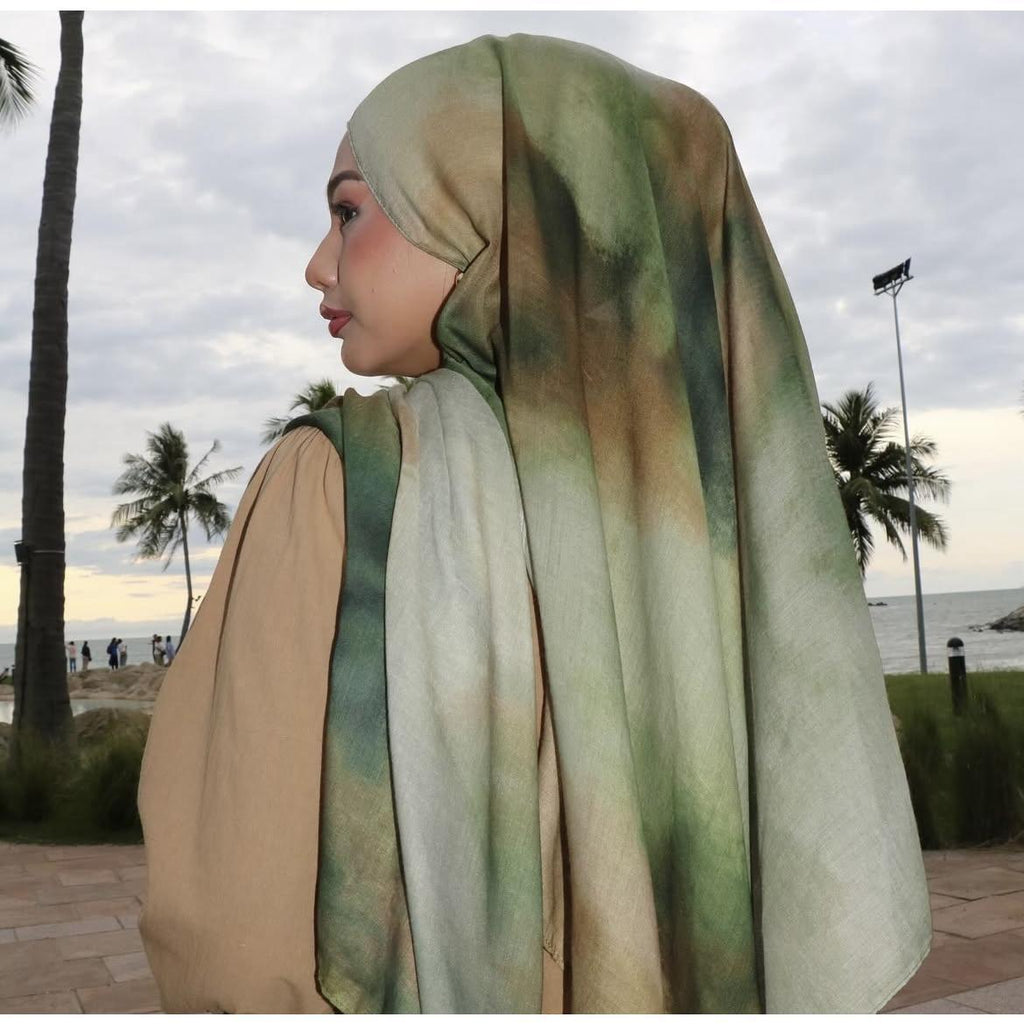 Watercolor Series Satin Polyester Ethnic Shawl