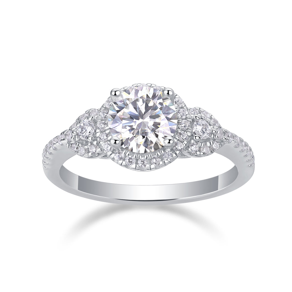 Lake Baikal - Set With 1-carat Top-quality Moissanite S925, Silver And Platinum-plated Diamond Wedding Ring. The Ring Can Be Inspected With A Diamond Pen