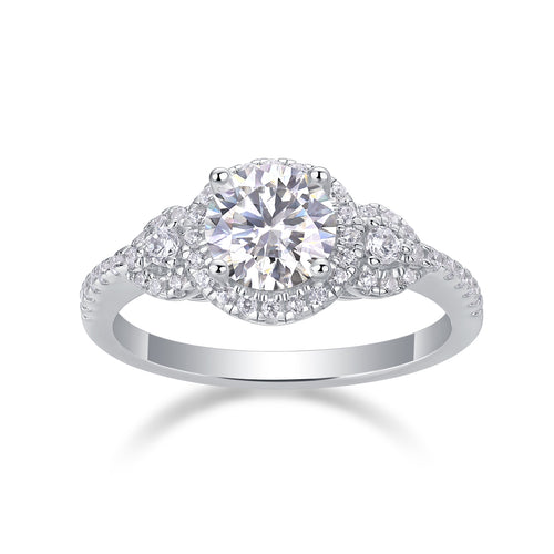 Lake Baikal - Set With 1-carat Top-quality Moissanite S925, Silver And Platinum-plated Diamond Wedding Ring. The Ring Can Be Inspected With A Diamond Pen