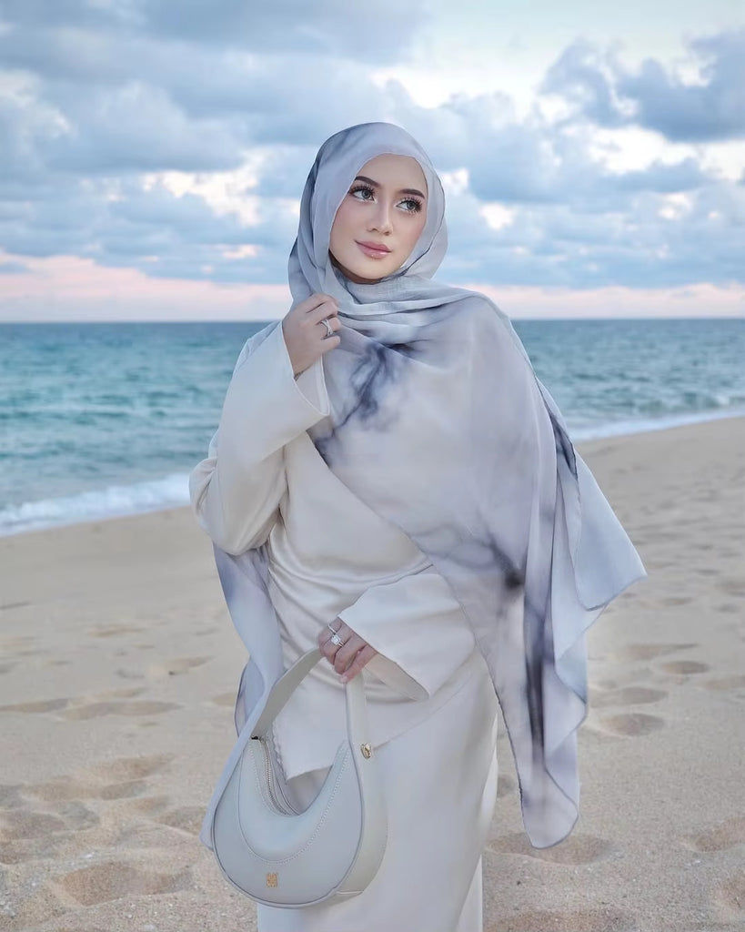 Watercolor Series Satin Polyester Ethnic Shawl