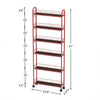 6-Tier Rolling Cart Gap Kitchen Slim Slide Out Storage Tower Rack With Wheels,Baskets,6 For Kitchen,Bathroom Laundry Narrow Piaces Utility Cart,Red