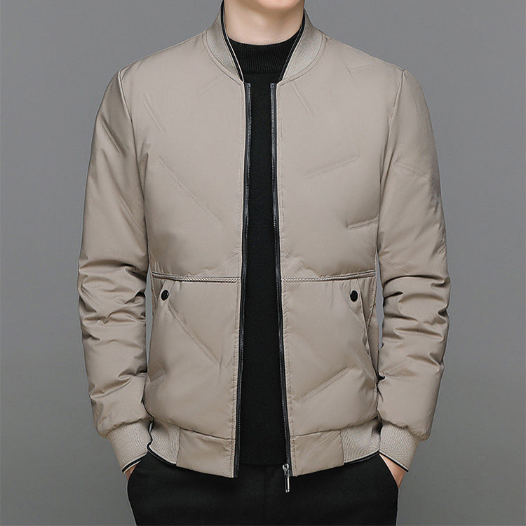 Fashion Down Jacket Winter Warm Baseball Jacket For Men Casual All-match Solid Color Coat