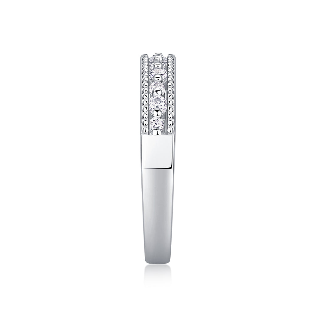 The Scenery Along The Way - A Wedding Ring Set With Top-quality Moissanite S925 Silver And Platinum-plated Diamond Can Be Inspected With A Diamond Pen