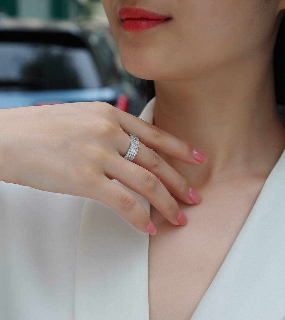 The Starry Night Sky - A Wedding Ring Set With Top-quality Moissanite S925 Silver And Platinum-plated Diamond Can Be Tested With A Diamond Pen