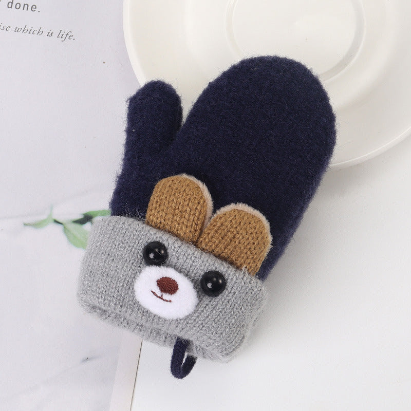 Simple Children's Cartoon Winter Warm Gloves