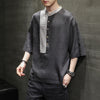 Cotton And Linen Casual Stitching Loose Half Sleeves