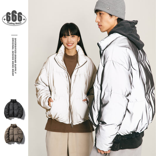 Mechanical Style Winter Down Jacket Women's White Duck Down Thickened Reflective Coat