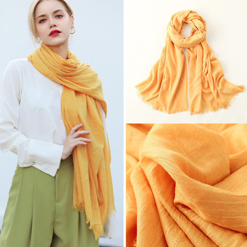 Artistic Sunscreen Solid Color Cotton And Linen Scarf