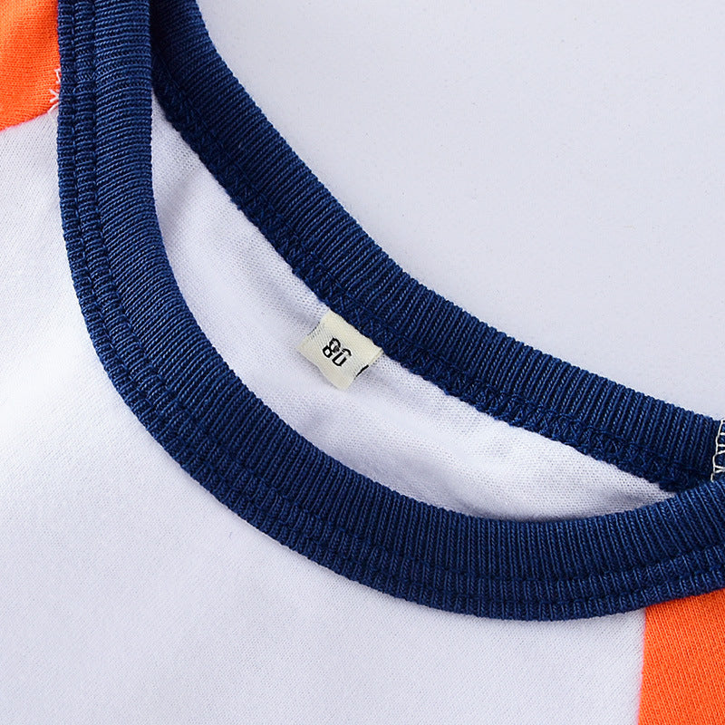 New Style Children's Shirt Wholesale Summer Short Sleeve Hit Color T-Shirt Pure Cotton