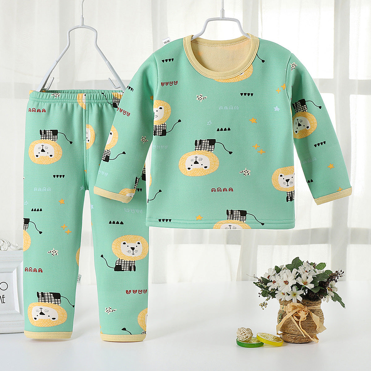 Children plus velvet thermal underwear suit winter thickening