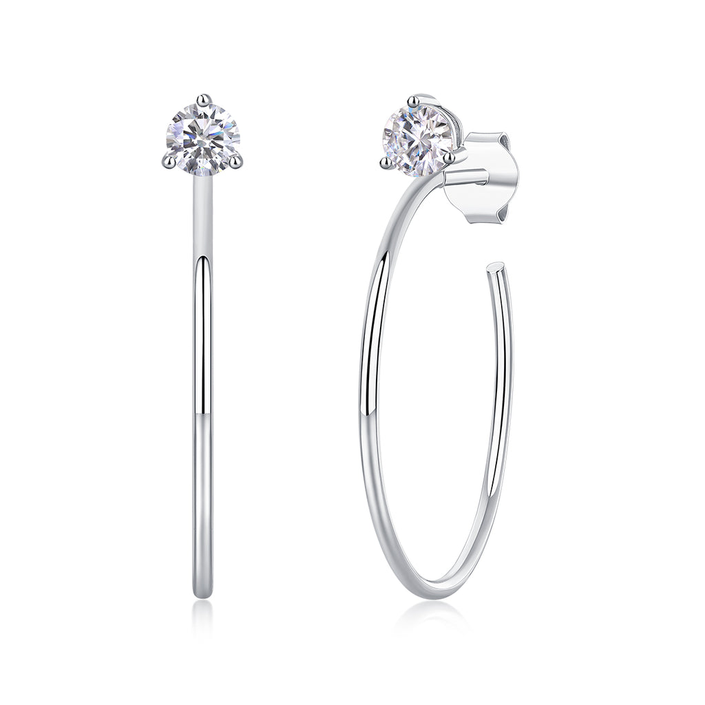 A Charming Afternoon - Earrings Set With Top-quality Moissanite S925 Silver And Platinum-plated Stud Earrings, A Fashionable And Trendy Accessory, Can Be Tested With A Diamond Pen