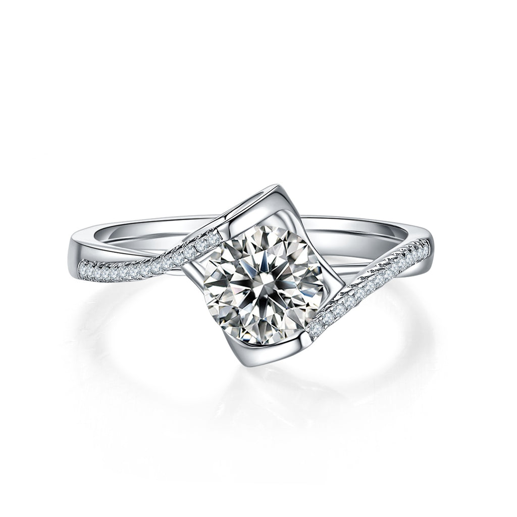 Dazzling Promise - A Wedding Ring Set With 1-carat Top-quality Moissanite S925 Silver And Platinum-plated Diamond. The Ring Can Be Inspected With A Diamond Pen