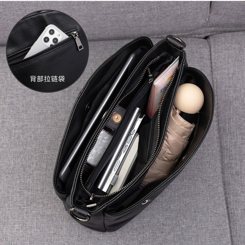 Pure Cowhide Handbag Genuine Leather Women's Simple Shoulder Crossbody Bag