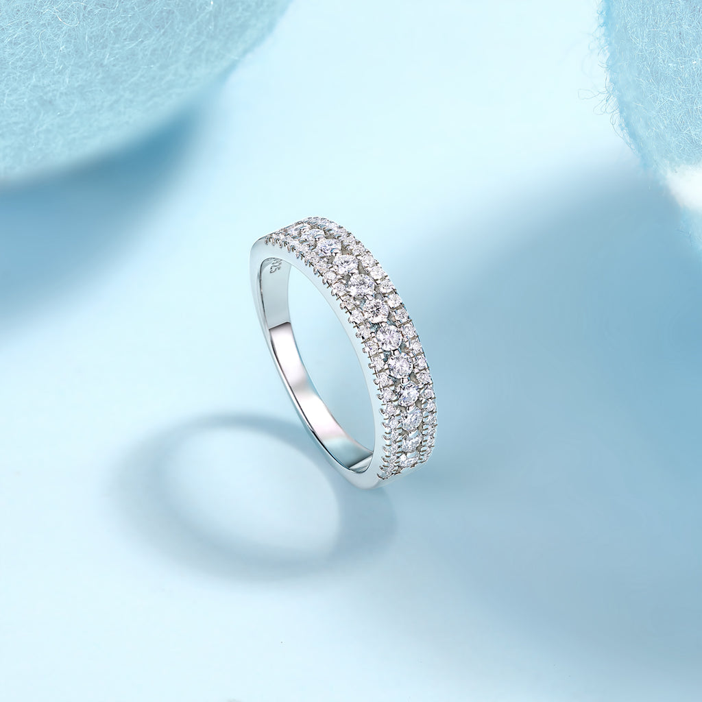 Sailor - A Wedding Ring Set With Top-quality Moissanite S925, Silver And Platinum-plated. The Ring Can Be Inspected With A Diamond Pen