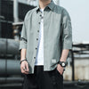 Summer Cotton Workwear Shirt With Three-Quarter Sleeves