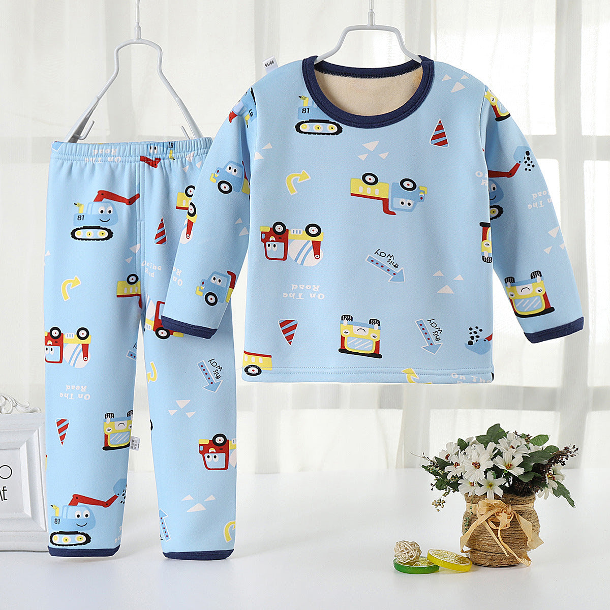 Children plus velvet thermal underwear suit winter thickening