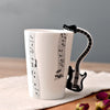 Coffee cup with music notes in the form of saxophone handle ceramic porcelain cup of tea milk method