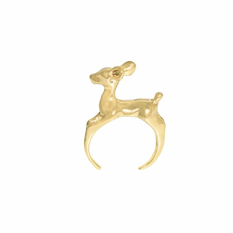 Retro Cute Rings Bambi Beer Wrap Rings Adjustable Reindeer Horn Ring in Gold Charms Cocktail