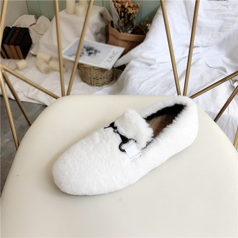 Mid Heel Round Toe Flat Peas Shoes