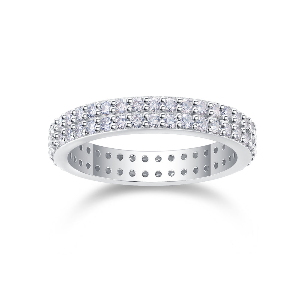 Starlight - Set With Top-quality Moissanite S925 Silver And Platinum-plated Diamond Wedding Ring. The Ring Can Be Inspected With A Diamond Pen