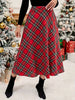 Women's High Waist Casual Loose Plaid Midi Dress