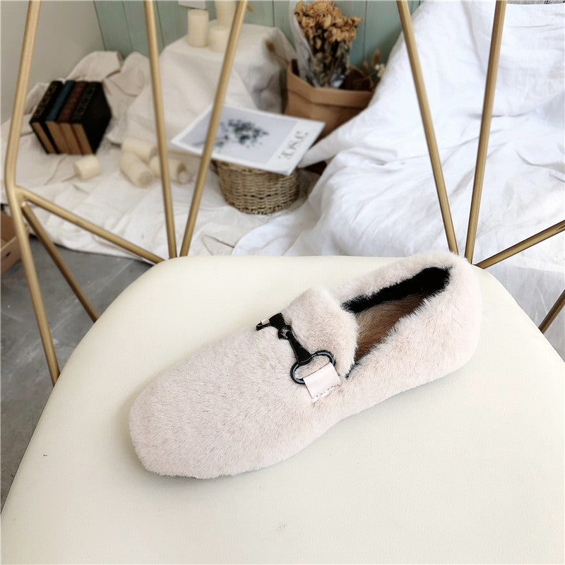 Mid Heel Round Toe Flat Peas Shoes