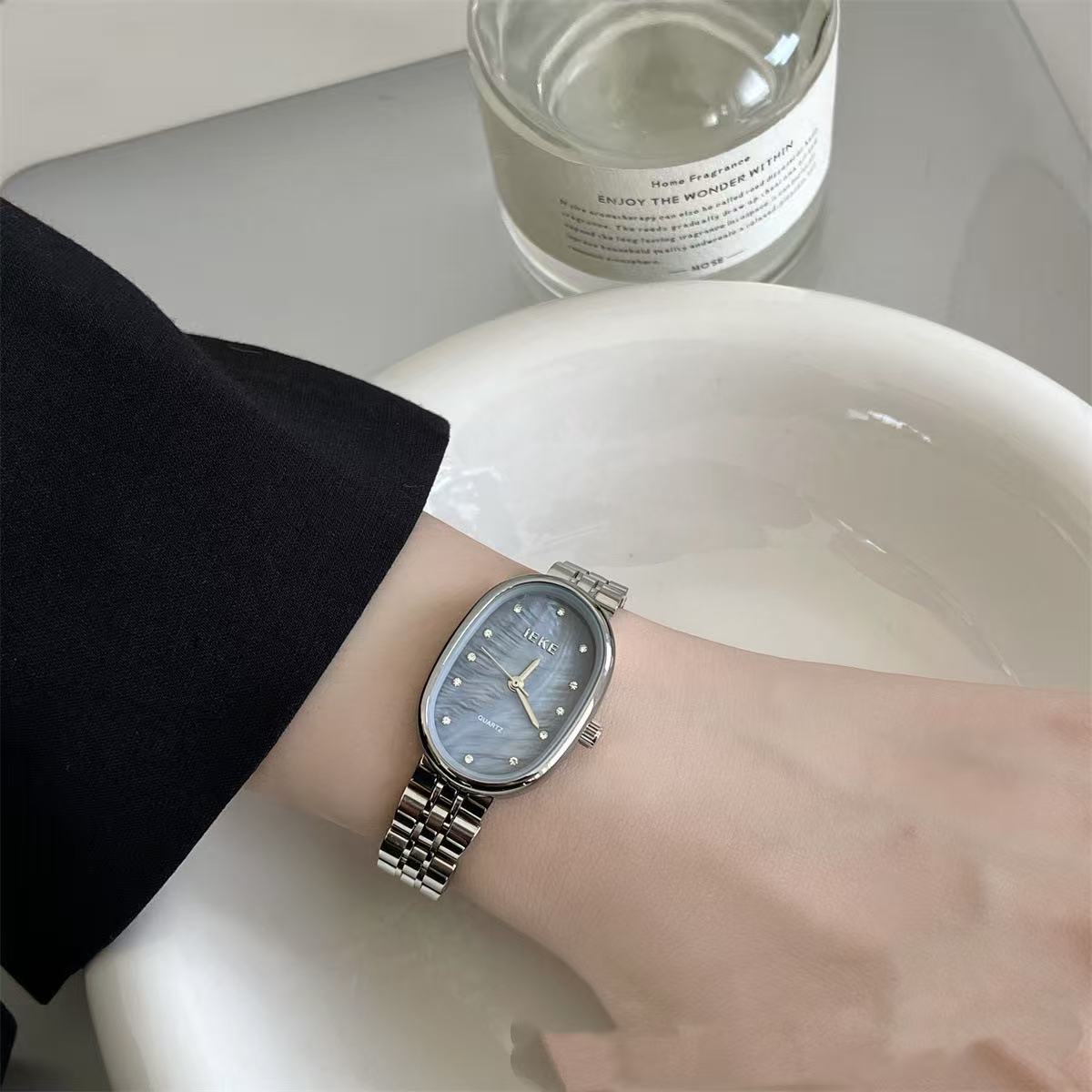 Ice Blue Fritillary Silver Quartz Watch For Women