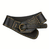 Asymmetric Belt Rivet Sewing Leather Wide Waist Seal