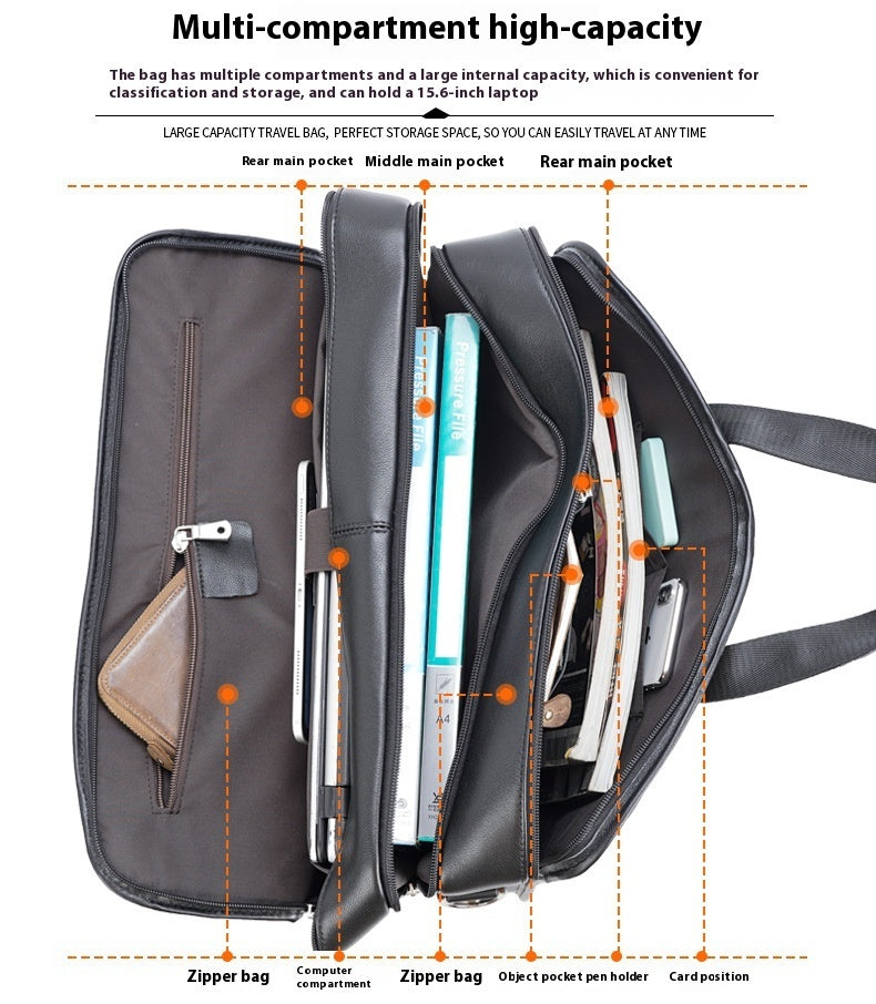 حقيبة كمبيوتر محمول من الجلد الطبيعي من تايدينج، مصنوعة من جلد البقر، مناسبة للأعمال، مقاس 17 بوصة