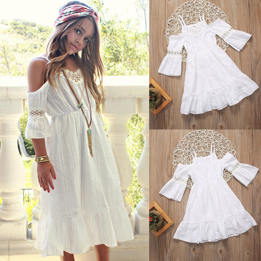 Girls strapless hollow dress
