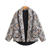 Fashion Printed Fake Two Pieces Contrast Color Small Stand Collar Cotton-padded Coat
