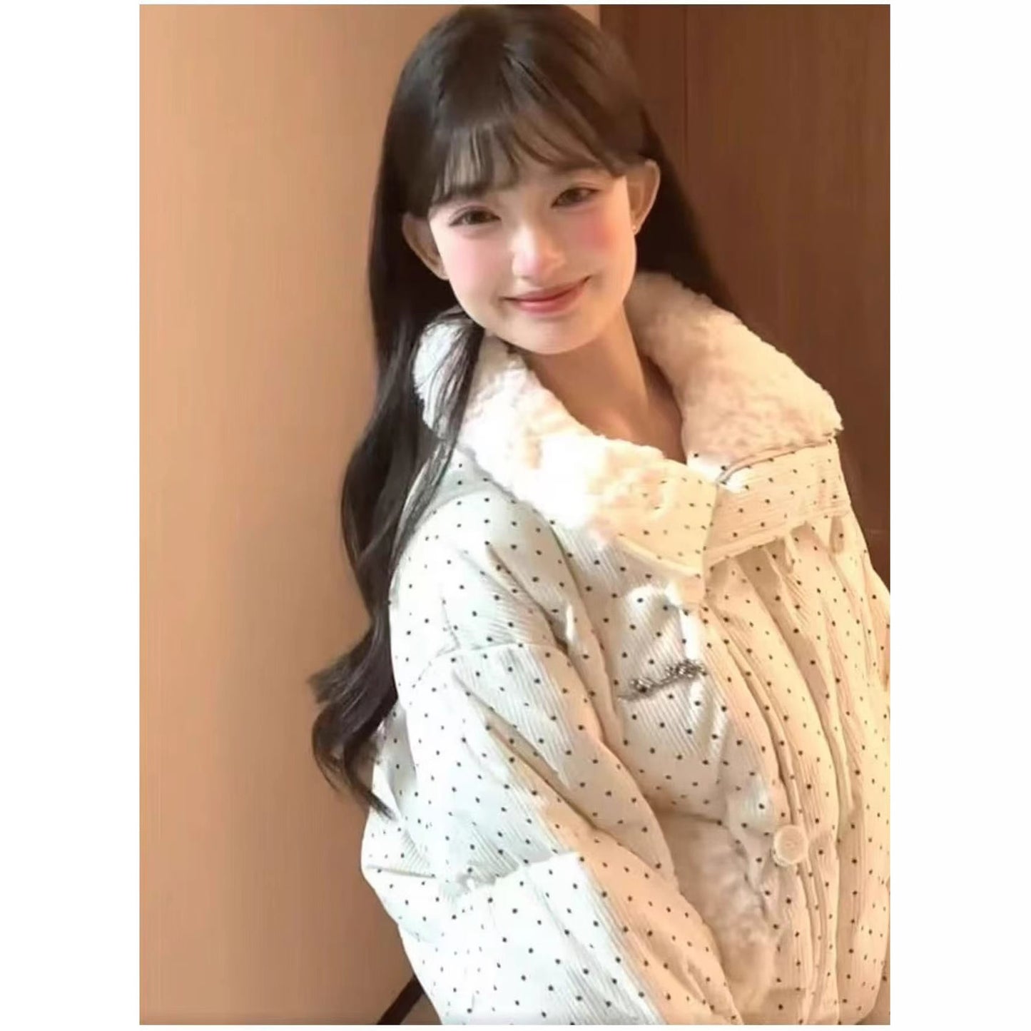 Thickened Warm And Age-reducing Fresh Sweet Stripes Cotton-padded Coat