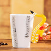 Coffee cup with music notes in the form of saxophone handle ceramic porcelain cup of tea milk method