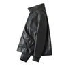 Men's Simple Casual Solid Color Windproof Handsome PU Leather Jacket Top