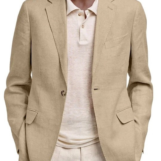 Men's Long-Sleeve Business-Casual Suit With Lapel And Mock Pockets