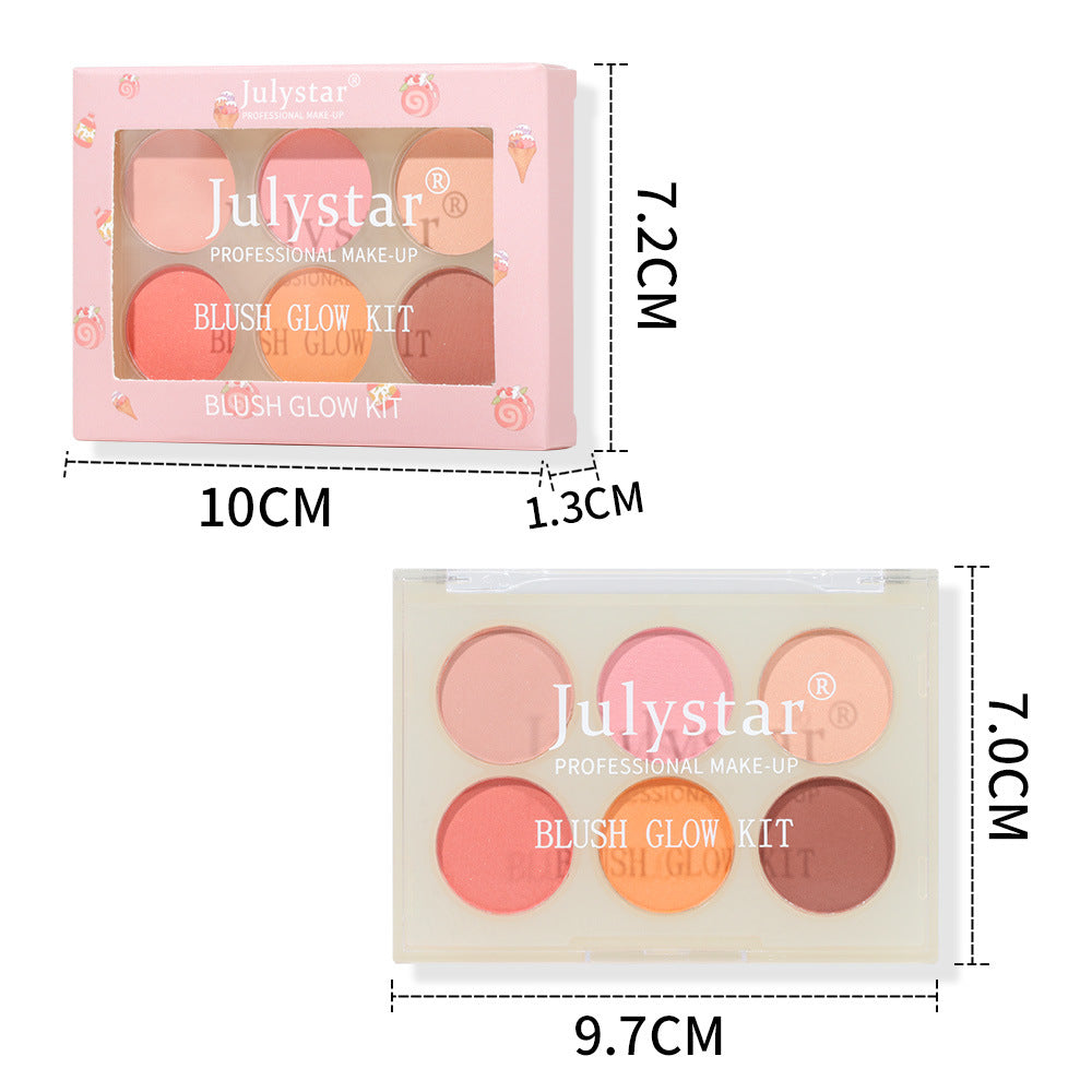 Beauty Matte Rouge Blush Repair Three-dimensional Eye Shadow Six-color Integrated