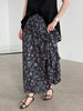 Vintage Floral Women's Summer Loose Pleated High Waist Drooping A- Line Umbrella Skirt