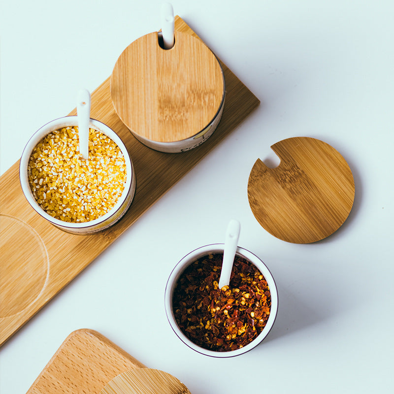 Ceramic seasoning box set household seasoning box