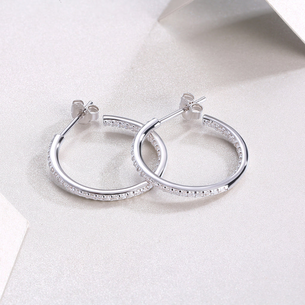 Ribbon - Set With Top-quality Moissanite S925, Silver And Platinum-plated Stud Earrings, A Fashionable And Trendy Accessory That Can Be Tested With A Diamond Pen