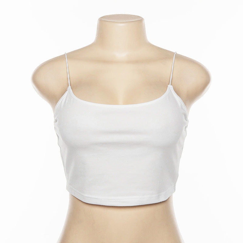 Women's Sling One-Shoulder  Back Slim-Fit Short Cropped Vest