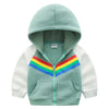 Boys Print Rainbow Zipper Hoodie Sweatshirt
