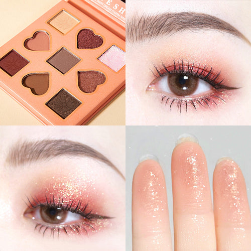 Pearlescent Matte Glitter Glitter Sequins Peach Nine-Color Eyeshadow