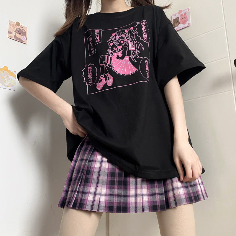 Original Japanese E-Sports Girl Jk Pure Cotton Short-Sleeved T-Shirt Female New Loose Wild Sweet And Spicy Blouse Summer