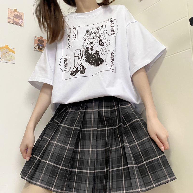 Original Japanese E-Sports Girl Jk Pure Cotton Short-Sleeved T-Shirt Female New Loose Wild Sweet And Spicy Blouse Summer