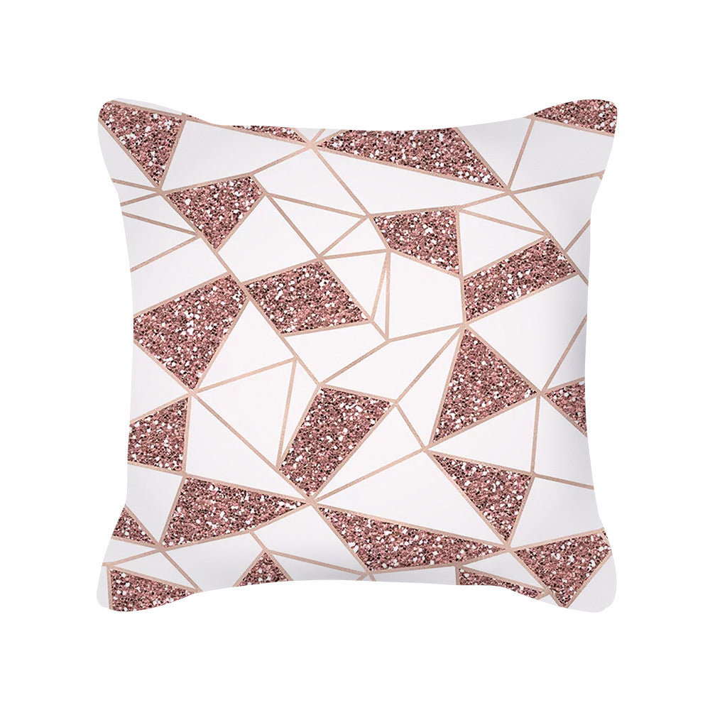 Nordic Style Rose Gold Pink Geometric Square Pillow Cushion Cover