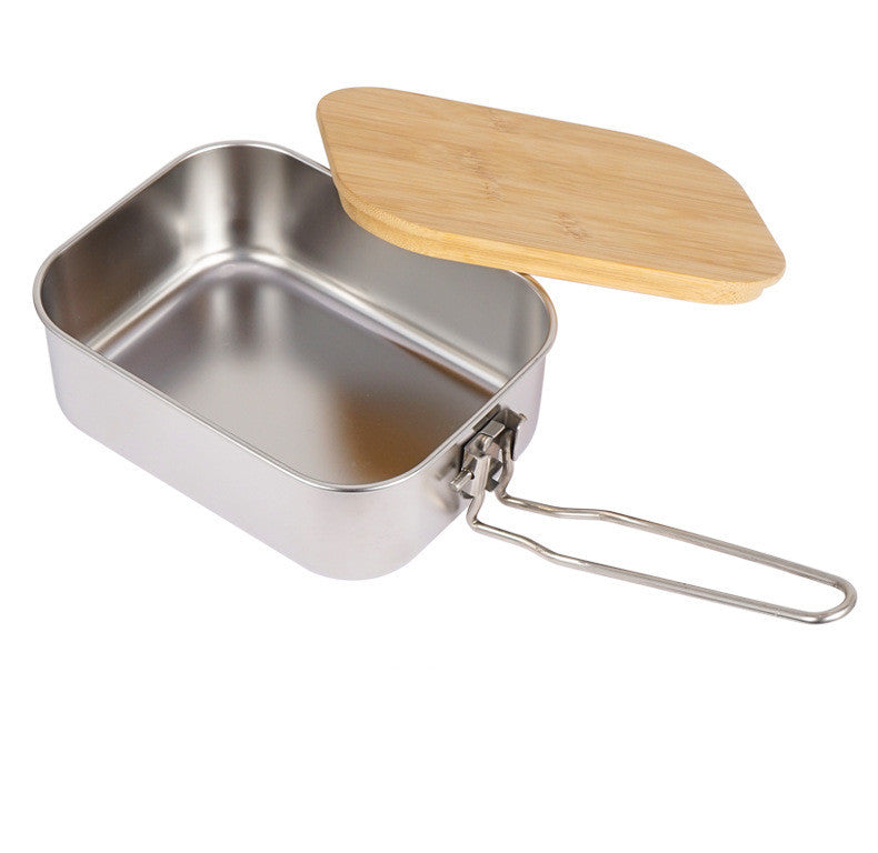 Outdoor Bento Box With Bamboo And Wood Cutting Board Lid