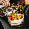 Creative Heart-shaped Fruit Bowl Set With Fruit Fork Nordic Living Room Snack Plate Fruit Basket
