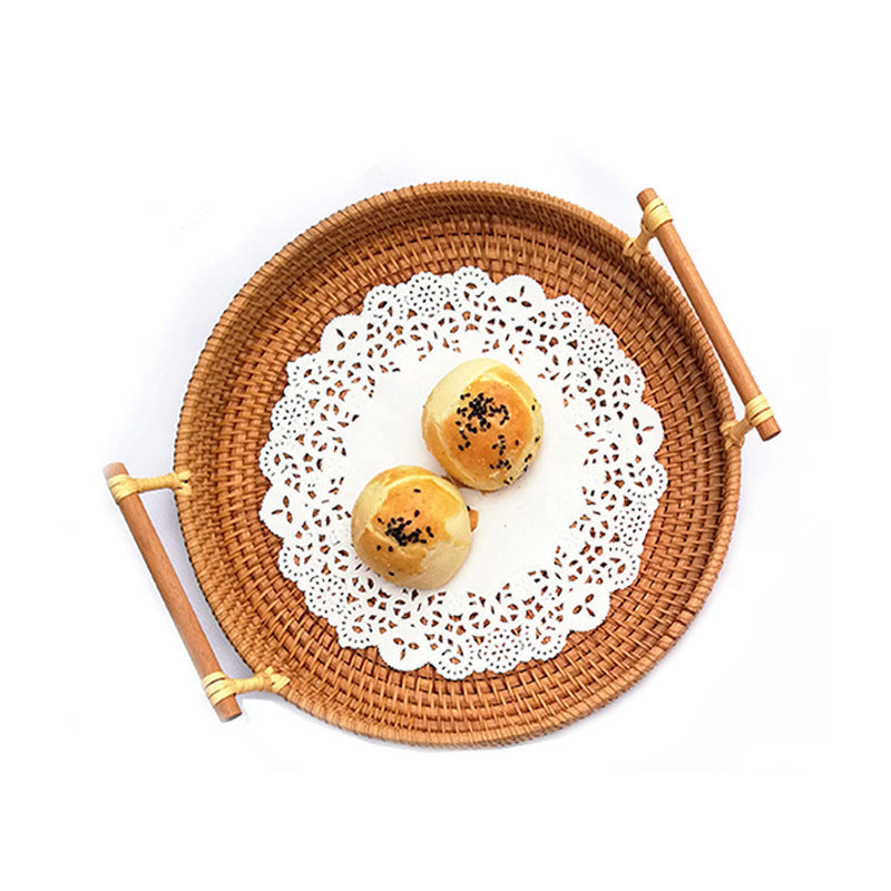 Autumn Rattan Woven Storage Upgraded Version Of Snacks, Fruit Baking Furniture Accessories