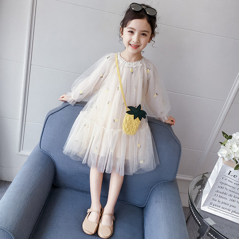 Girls Spring Dress New Spring And Sutumn Foreign Style Children's Clothing Fluffy Yarn Children's Skirt Little Girl Princess Dress